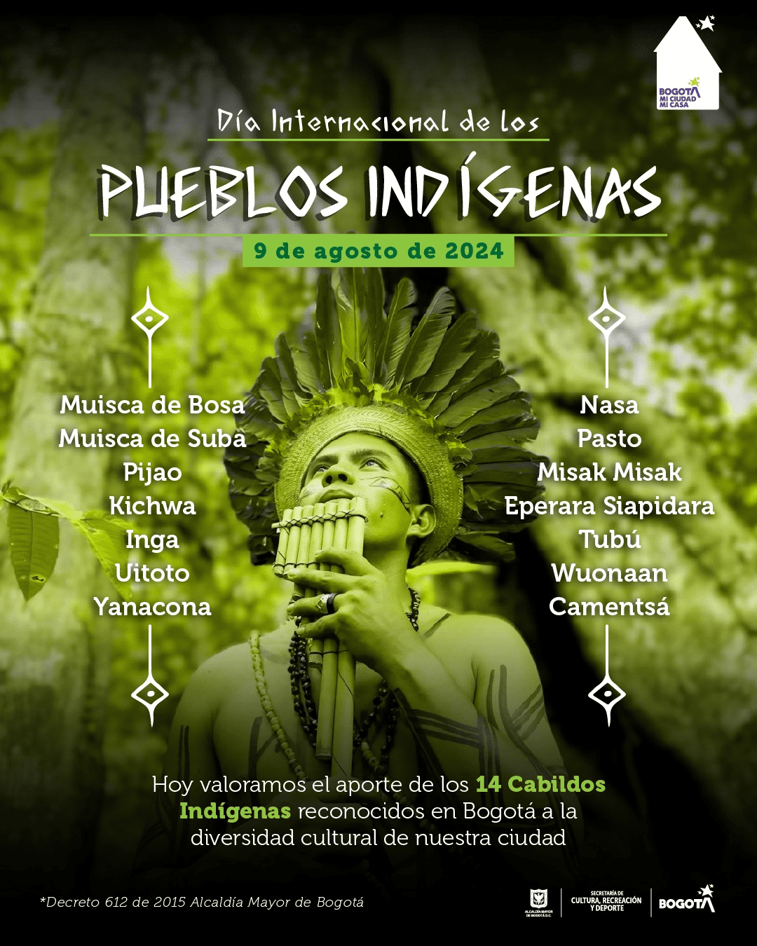 pieza conmemorativa de los 14 cabildos indígenas en Bogotá