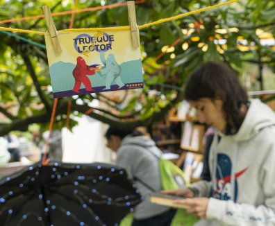 Mujer leyendo en un parque