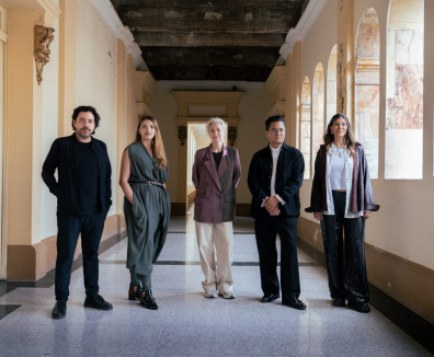 De izquierda a derecha: Juan Ricardo Rincón Gaviria (Director), María Paula Bastidas (Curadora asociada), Magalí Arriola (Curadora jefe), José Esparza Chong Cuy (Curador jefe), Juliana Steiner Fraser (Curadora asociada).  Foto por Andrea Gamboa Betancourth. Cortesía de la Secretaría de Cultura, Recreación y Deportes de Bogotá, Colombia.