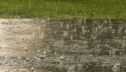 Lluvia sobre una acera