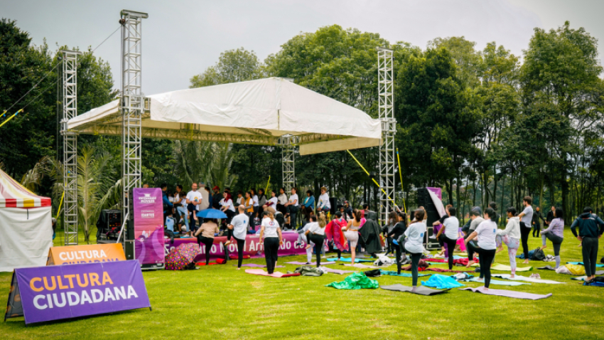personas en festival calma al aire libre